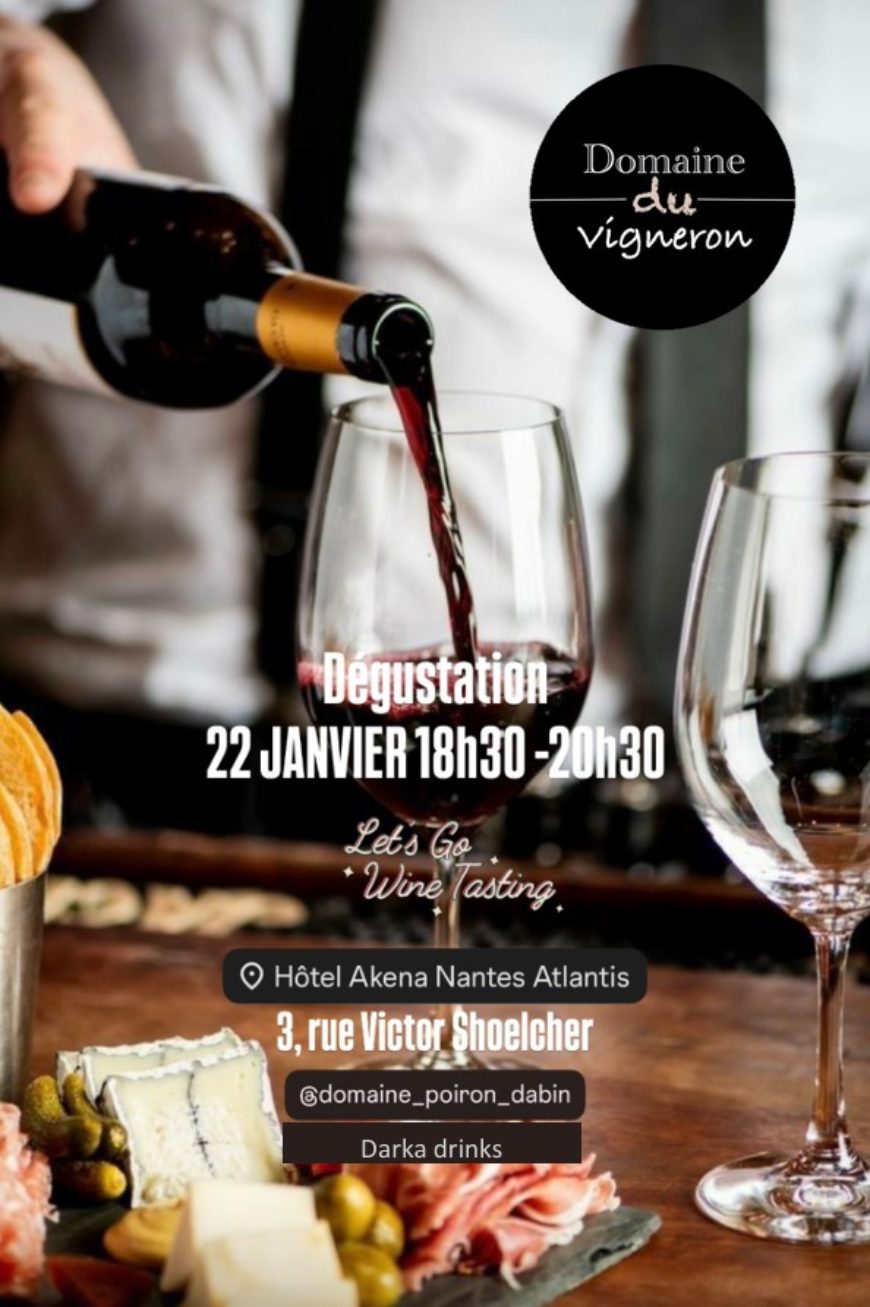 Retrouvez nous mercredi 22 janvier à l’hôtel AKENA pour une dégustation. Soirée organisée en partenariat avec la cave domaine du vigneron https://sarlguillard.site-solocal.com/ Si vous souhaitez y participer, vous pouvez nous contacter au 02 40 06 56 42 ou par mail contact@poiron-dabin.com